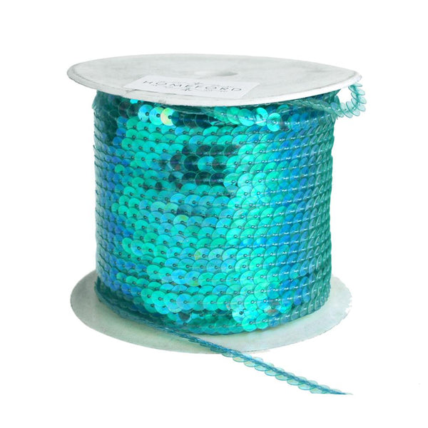 Metallic Sequins Ribbon, 1/4-Inch, 100 Yards, Aqua