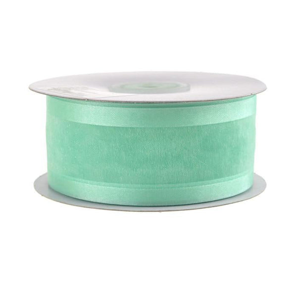 Satin-edge Sheer Organza Ribbon, 1-1/2-inch, 25-yard, Aqua