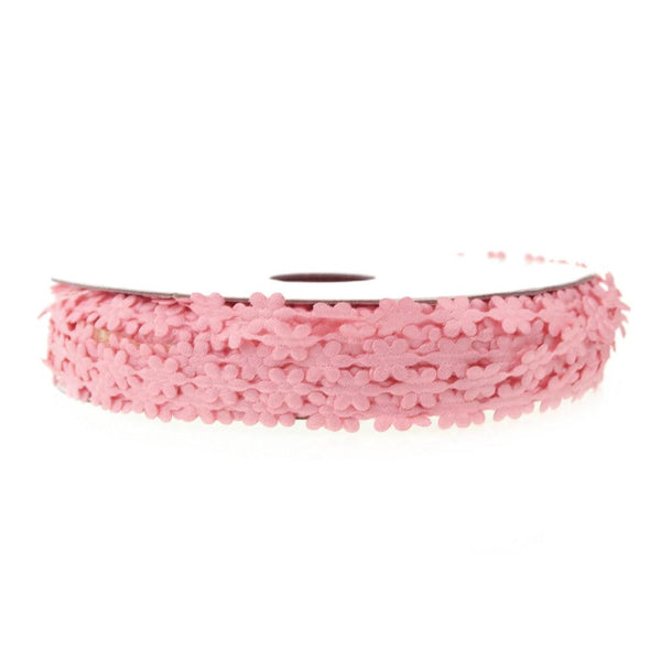 Polyester Flower Garland Ribbon, 1/4-Inch, 25-Yard, Pink