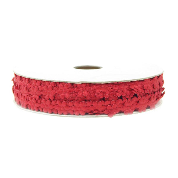 Polyester Flower Garland Ribbon, 1/4-Inch, 25-Yard, Red