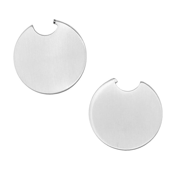 Round Disk Hoop Earrings, 1-1/2-Inch, Silver