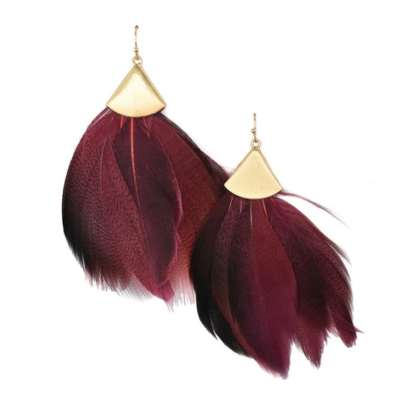 Feathers Drop Earrings, 3-Inch