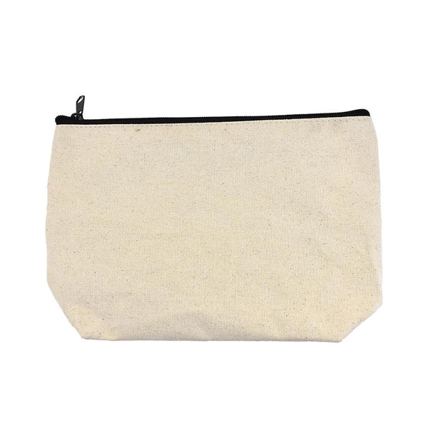 Canvas Zipper Pouch, White, 10-Inch