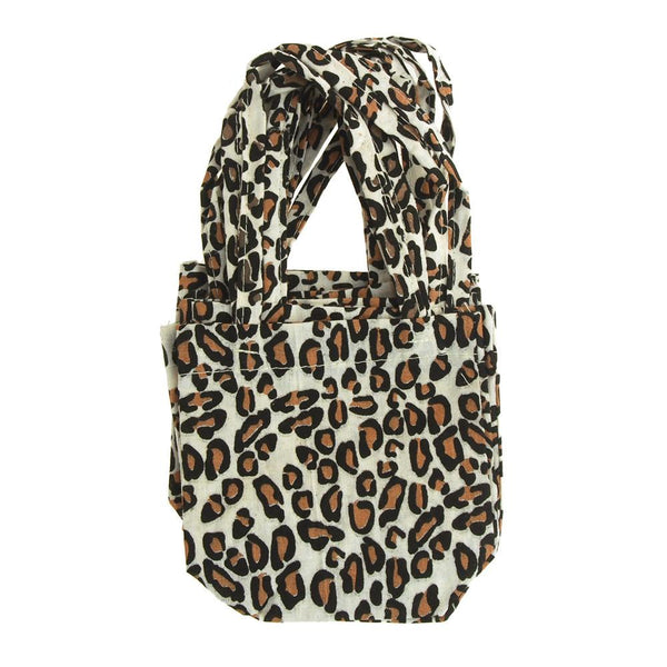 Leopard Print Cotton Tote Bag, 5-Inch, 6-Piece