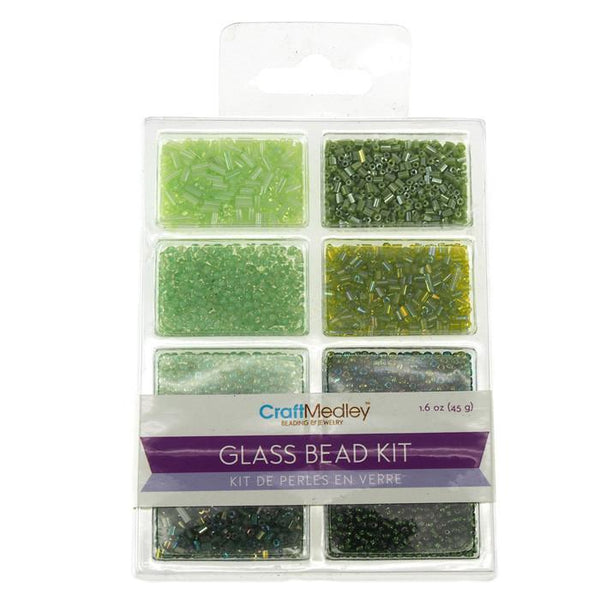 Loose Glass Beads Kit, Green, 45-gram