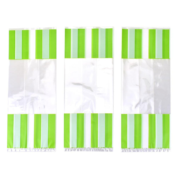 Striped Party Favor Bags, Light Green, 11-3/4-Inch, 8-Count