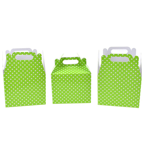 Polka Dot Patterned Party Favor Boxes, Light Green, 4-3/4-Inch, 3-Count