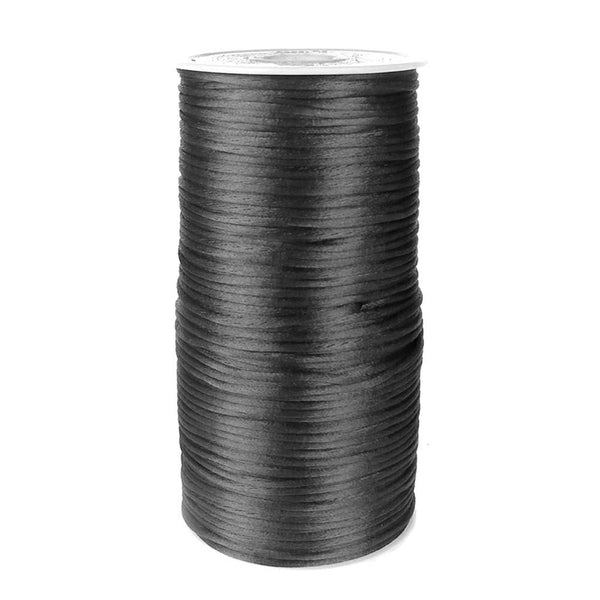 Satin Rattail Cord Chinese Knot, 1/16-Inch, 200 Yards, Black