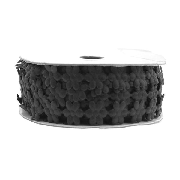 Polyester Flower Garland Ribbon, 3/8-Inch, 25-Yard, Black