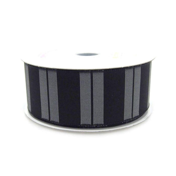 Color Vertical Lines Poly Ribbon, 1-1/2-Inch, 10 Yards, Black