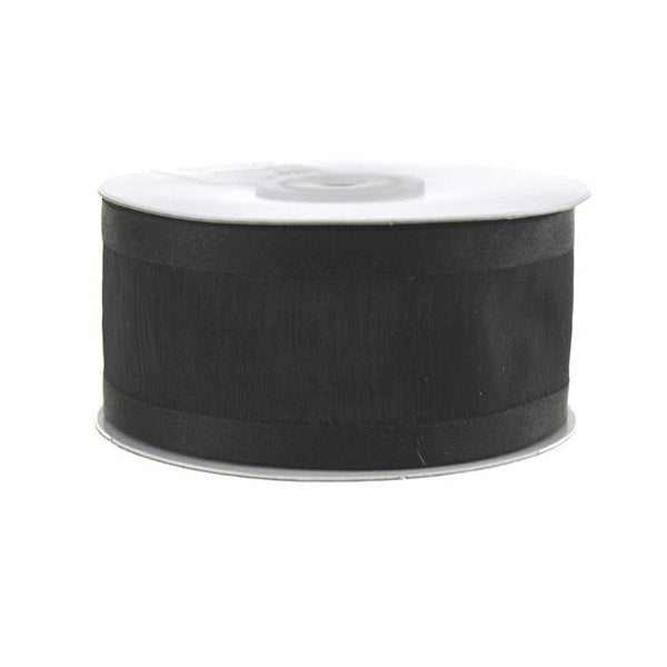 Satin-edge Sheer Organza Ribbon, 1-1/2-inch, 25-yard, Black