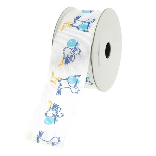 Flying Stork White Polyester Ribbon, 1-1/2-Inch, 10-Yard, Light Blue