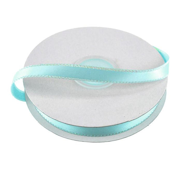 Satin Ribbon with Iridescent Edge, 3/8-Inch, 25 Yards, Blue