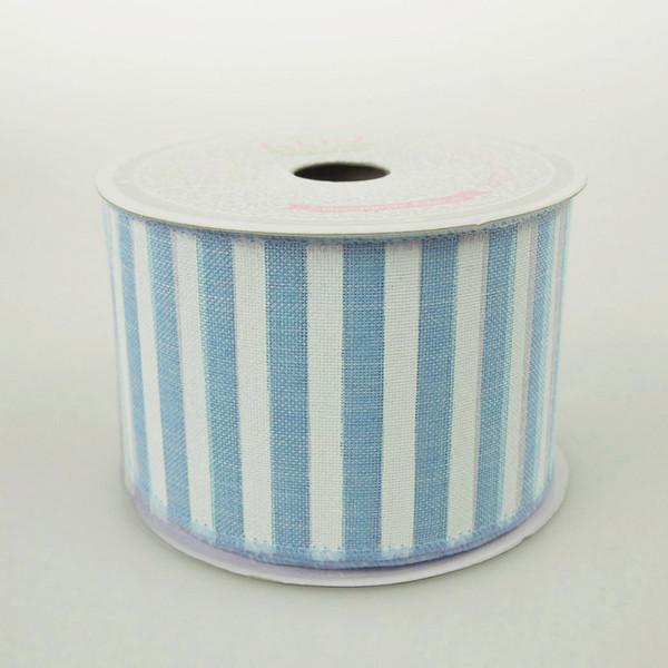 White Bold Lines Canvas Ribbon, 2-1/2-Inch, 10 Yards, Blue