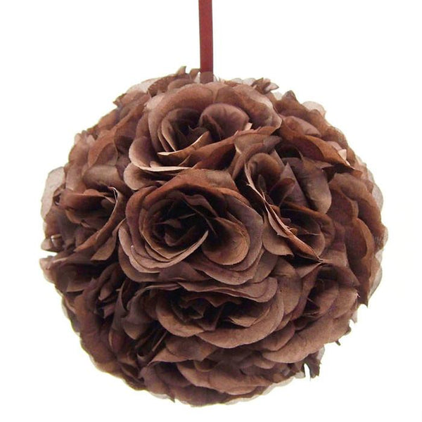 Silk Flower Kissing Balls Wedding Centerpiece, 10-inch, Brown