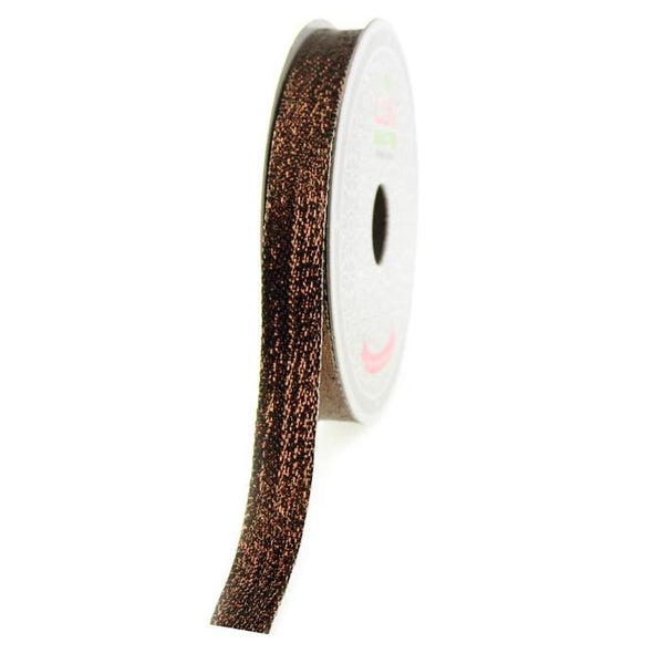 Solid Metallic Holiday Christmas Wired Ribbon, 3/8-Inch, 10 Yards, Brown