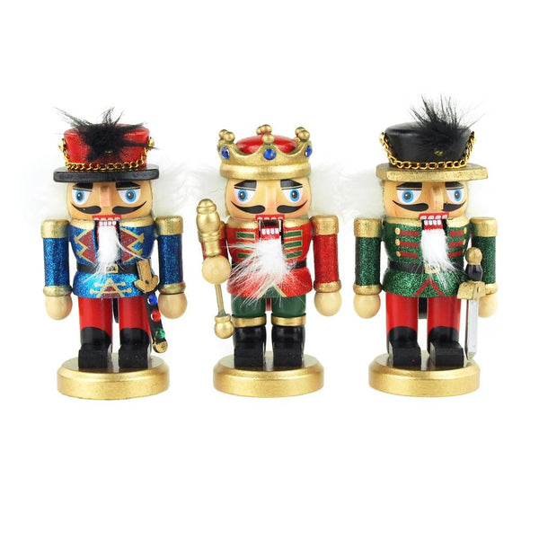 Wooden Nutcracker King Ornaments, 5-Inch, 3-Piece