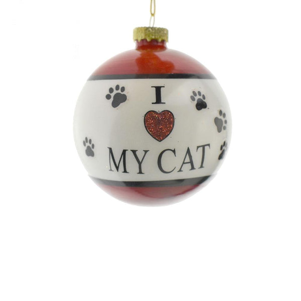 I Love My Cat Glass Ball Ornament, 3-Inch