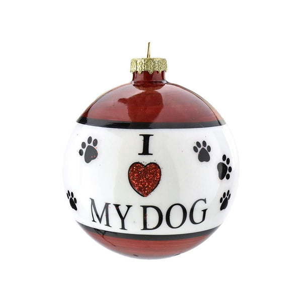 I Love My Dog Glass Ball Ornament, 3-1/4-Inch