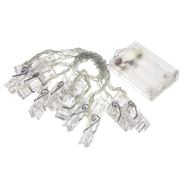 Christmas Plastic Clips String Lights, Ivory, 12-Feet