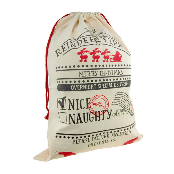 Christmas Reindeer Express Santa Sack, Ivory, 27-Inch x 19-Inch