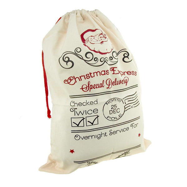 Christmas Express Special Delivery Santa Sack, Ivory, 27-Inch x 19-Inch