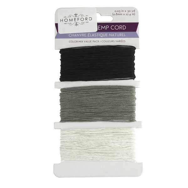 Natural Hemp Cord Color Mix, 0.8mm, 30 Yards, Black