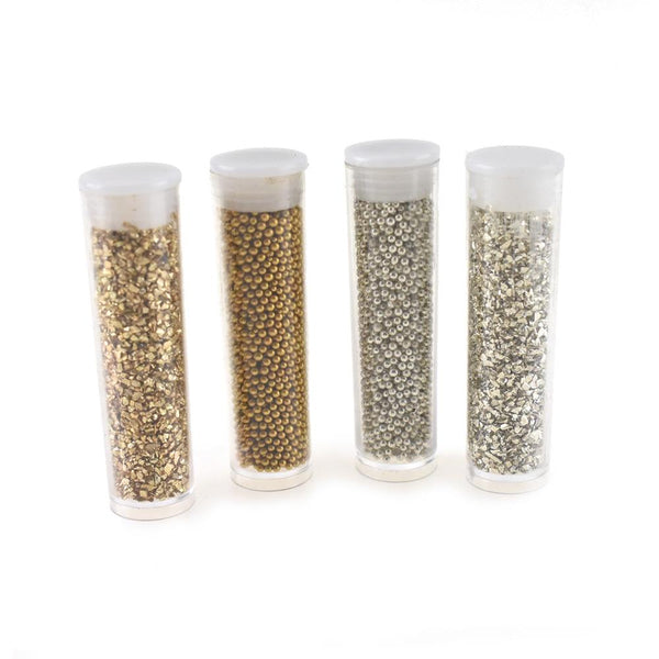 Craft Micro Beads and Flakes, Gold/Silver, 4-Piece