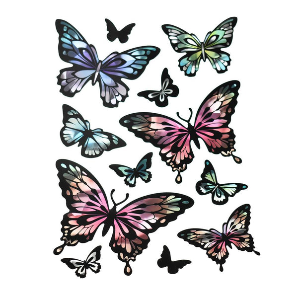 Holographic Removable Butterfly Wall Art Stickers, 12-Piece