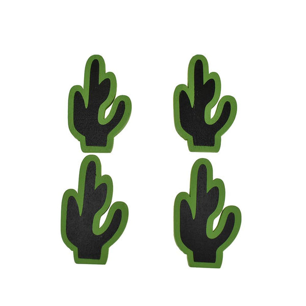 Self- Adhesive Chalkboard Cactus Wood Embellishment, 2-Inch, 4-Count