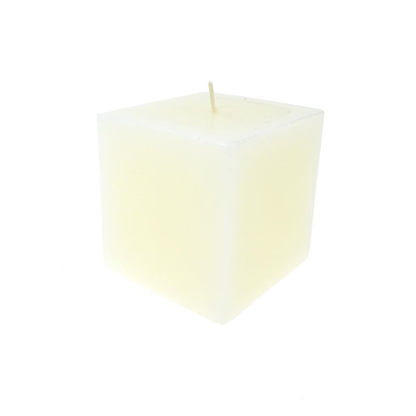 Square Unscented Pillar Candle, 3-Inch, Ivory