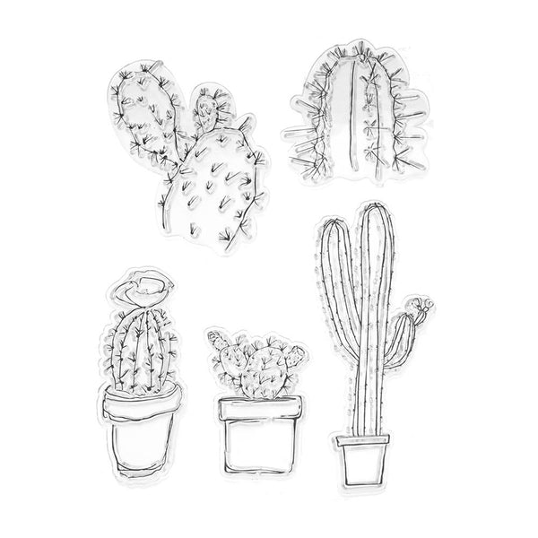 Silicone Desert Cactus Clear Stamps, 5-Piece