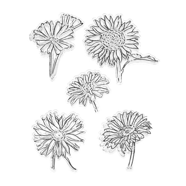 Silicone Spring Floral Clear Stamps, 5-Piece