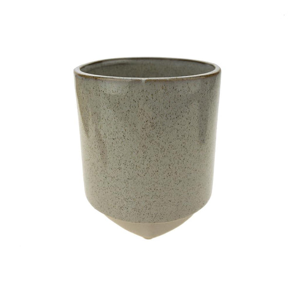 Cylinder Ceramic Pot with Base, 5-Inch, Cream