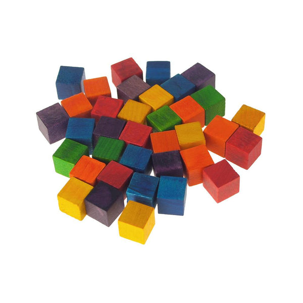 Wooden Cube Blocks, Multi-Color, 1/2-Inch, 36-Count