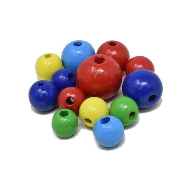 Craft Wood Assorted Round Beads, 13-Piece