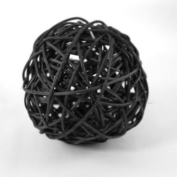 Rattan Twig Wicker Balls Vase Filler, 2-1/2-inch, 6-Piece, Black