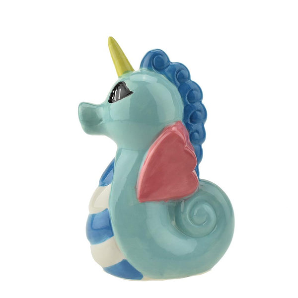 Ceramic Unicorn Seahorse Coin Bank, 8-1/2-Inch