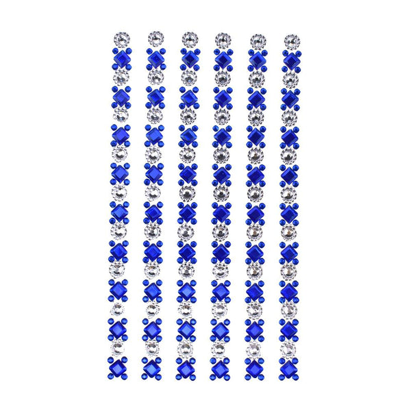 Rhinestone Embellishments Stickers, 6-Inch, 5-Strips, Royal Blue