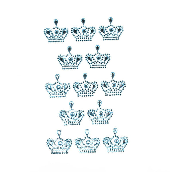 Royal High Crown Rhinestone Stickers, 1-Inch, 13-Count, Blue