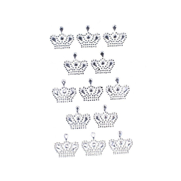 Royal High Crown Rhinestone Stickers, 1-Inch, 13-Count, Silver