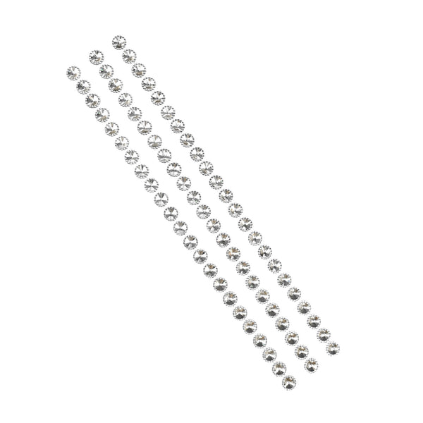 Rhinestone Stud Stickers, 1/2-Inch, 3-Strips, Silver