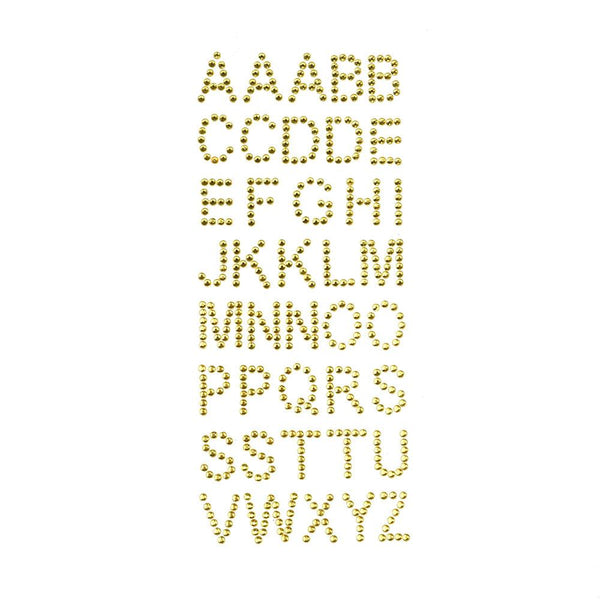 Alphabet Letters Rhinestone Stickers, Gold, 3/4-Inch, 40-Piece