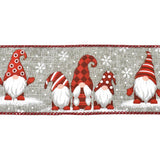 Snowy Day Christmas Gnomes Wired Ribbon, 2-1/2-Inch, 10-Yard