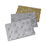 Rectangular Laser Cut Floral Imprint Blank Invitations, 7-1/4 Inch, 8-Piece, Silver