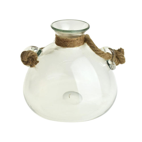 Spacious Glass Vase with Rope Handle, 8-1/4-Inch