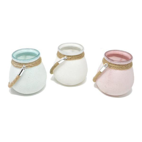 Assorted Sandy Colored Glass Jars, 4-1/4-Inch, 3-Piece