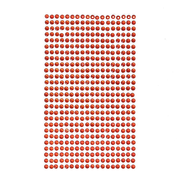 Round Adhesive Diamond Gem Stickers, 4mm, Red