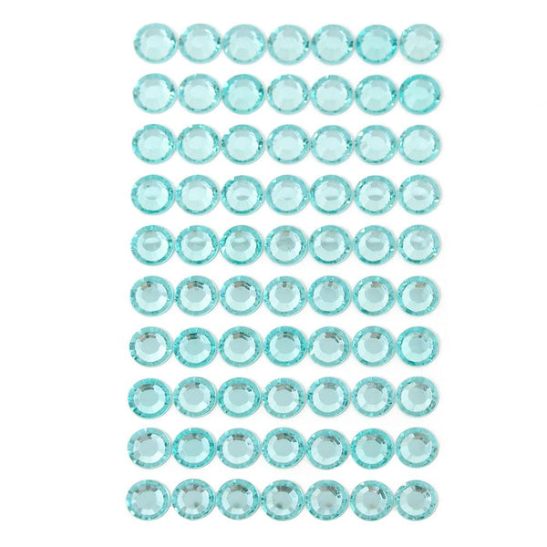 Round Adhesive Diamond Gem Stickers, Blue Topaz, 12mm