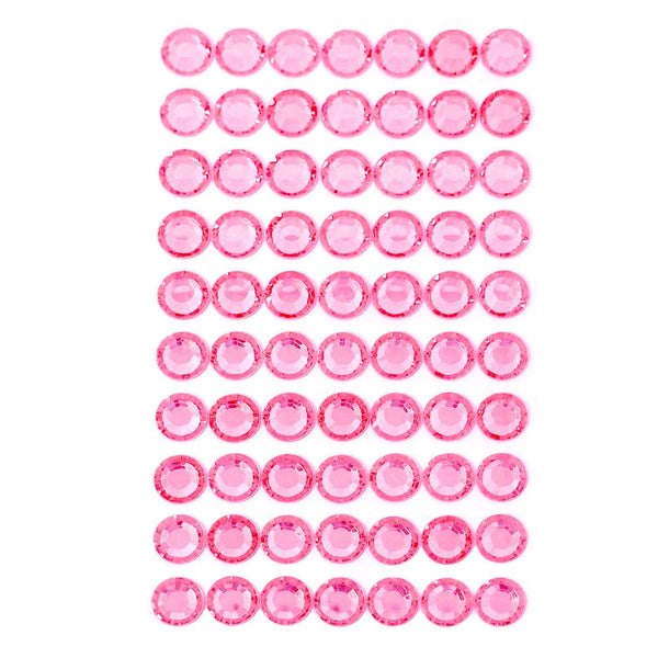 Round Adhesive Diamond Gem Stickers, Hot Pink, 12mm